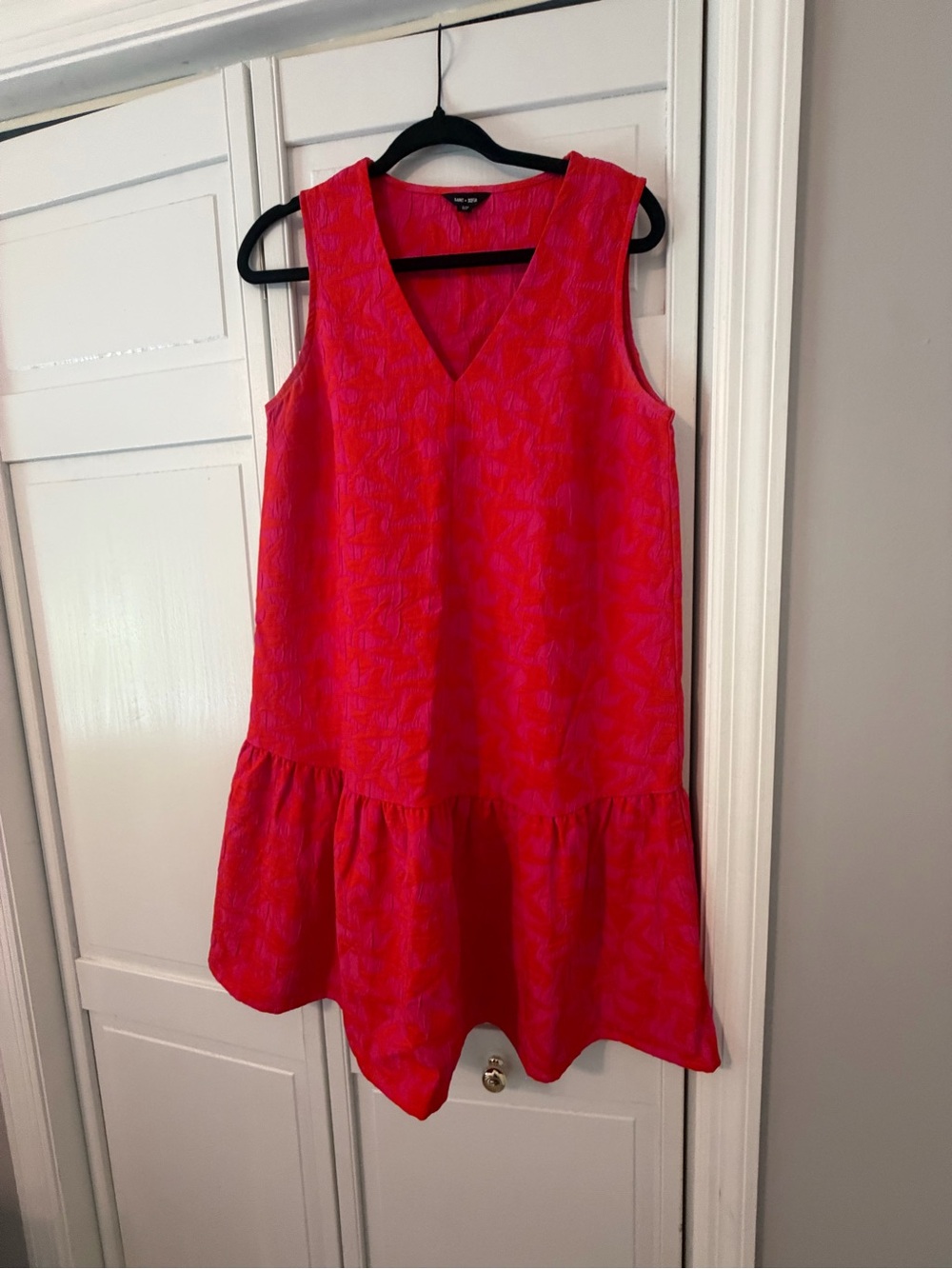 Sleeveless Mini Dress in Bright Pink with V-Neck